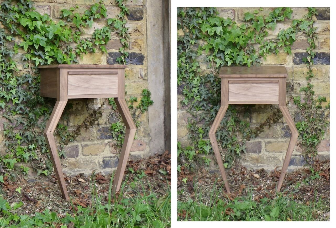 walnut two leg table