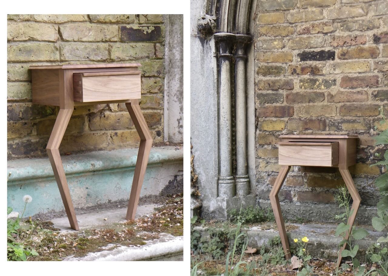 walnut two leg table