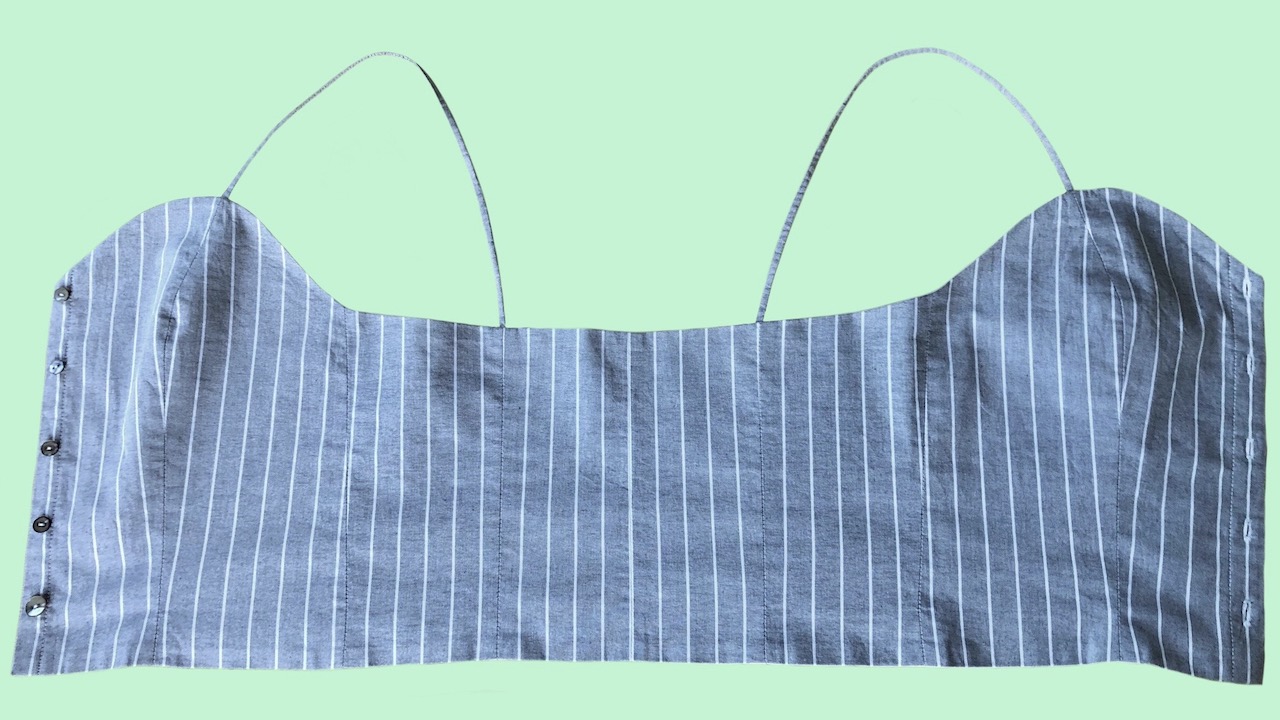 button strap top open flat