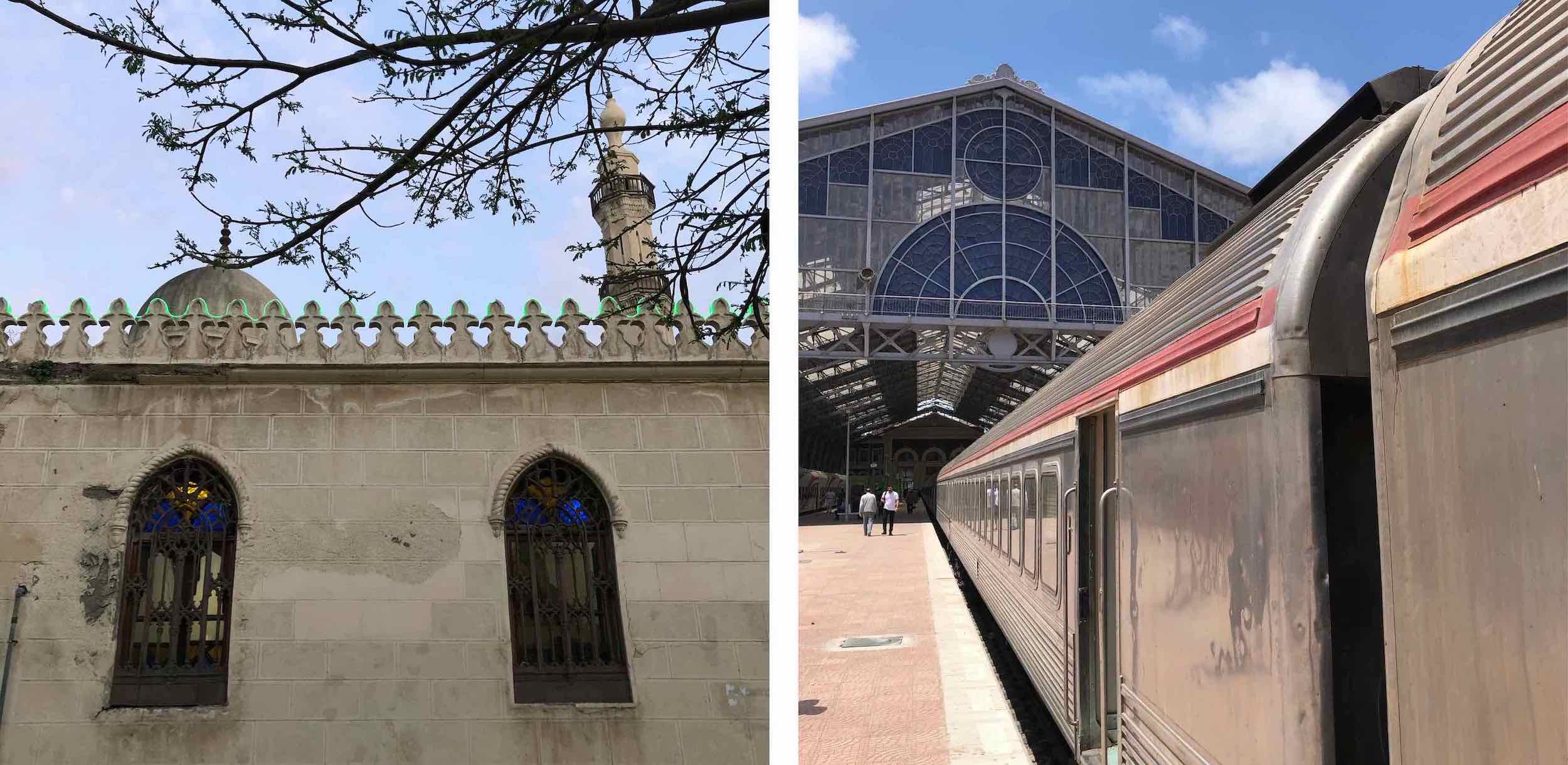 mosque and train station