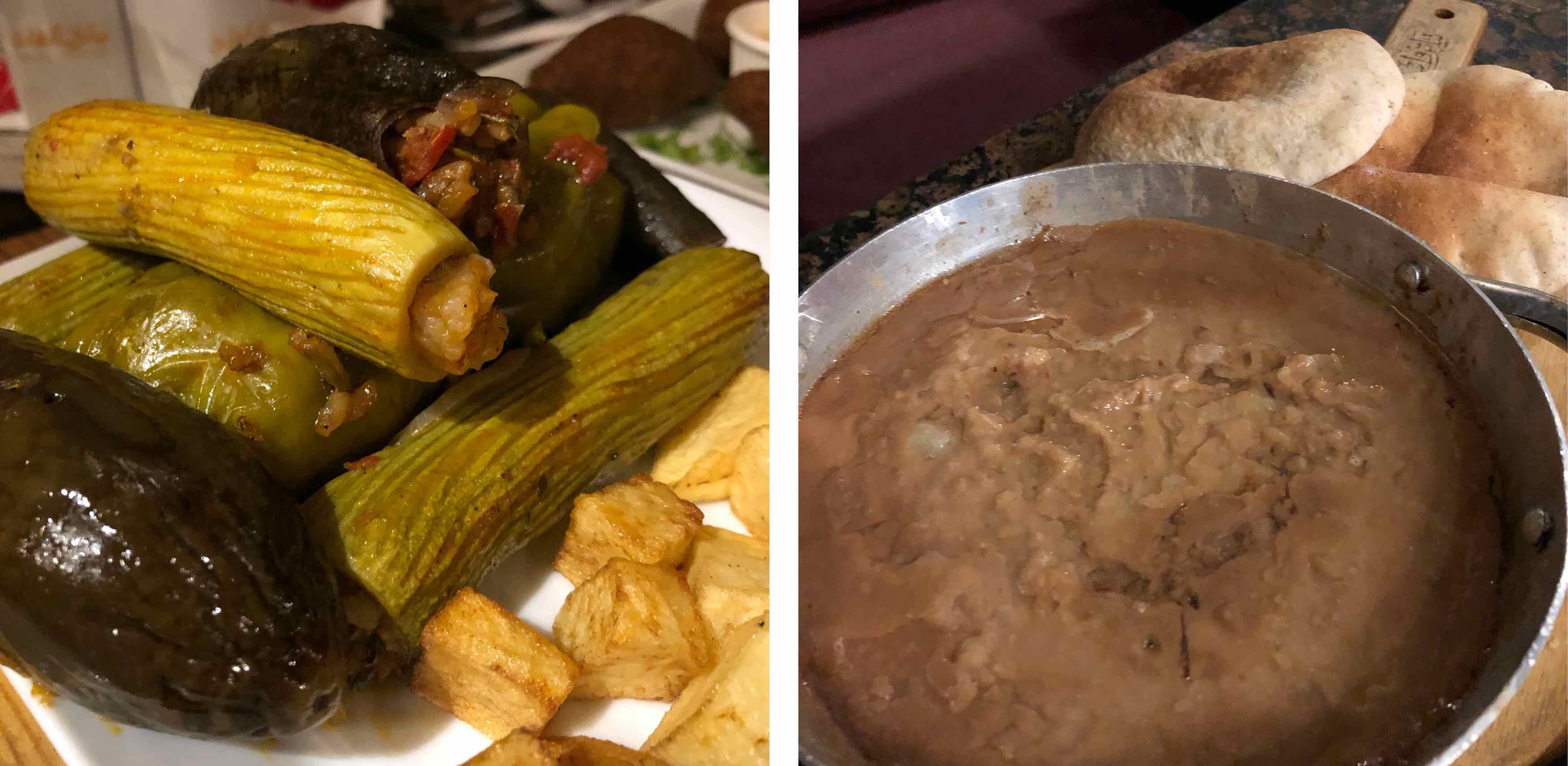 stuffed vegetables and bean paste