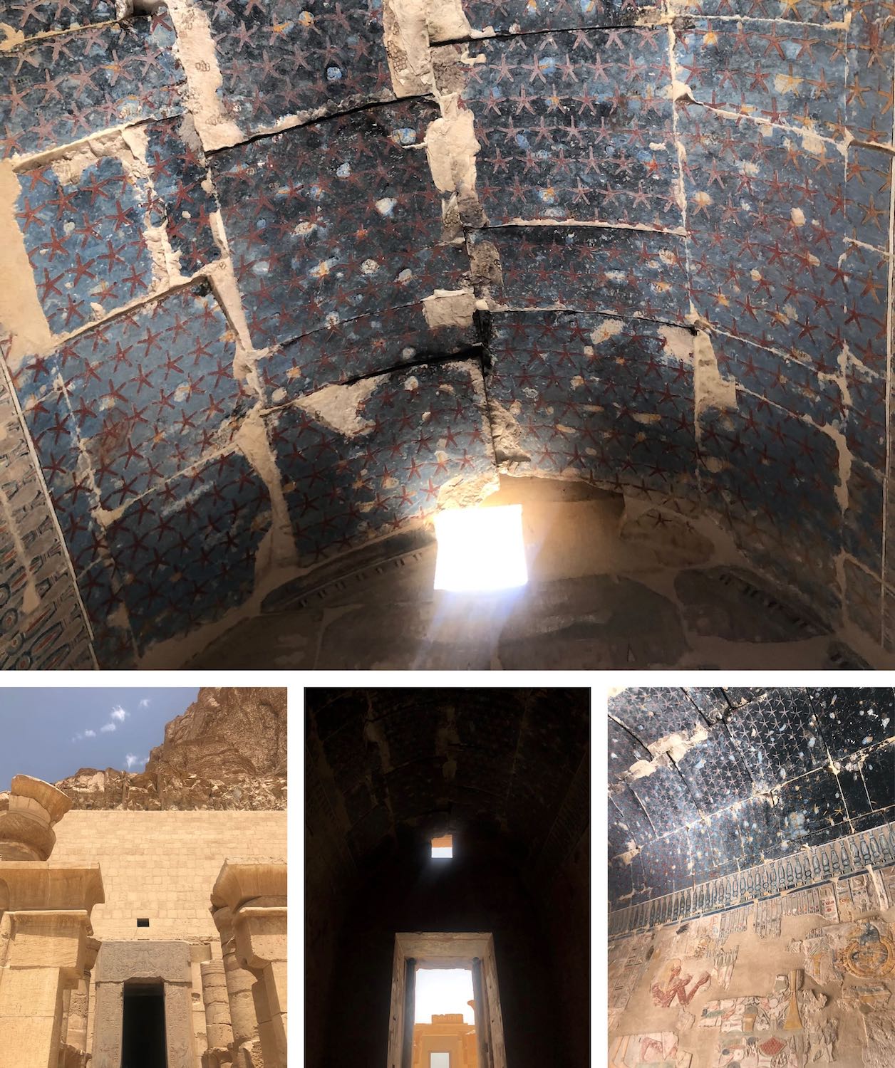stone temple and ceiling reliefs