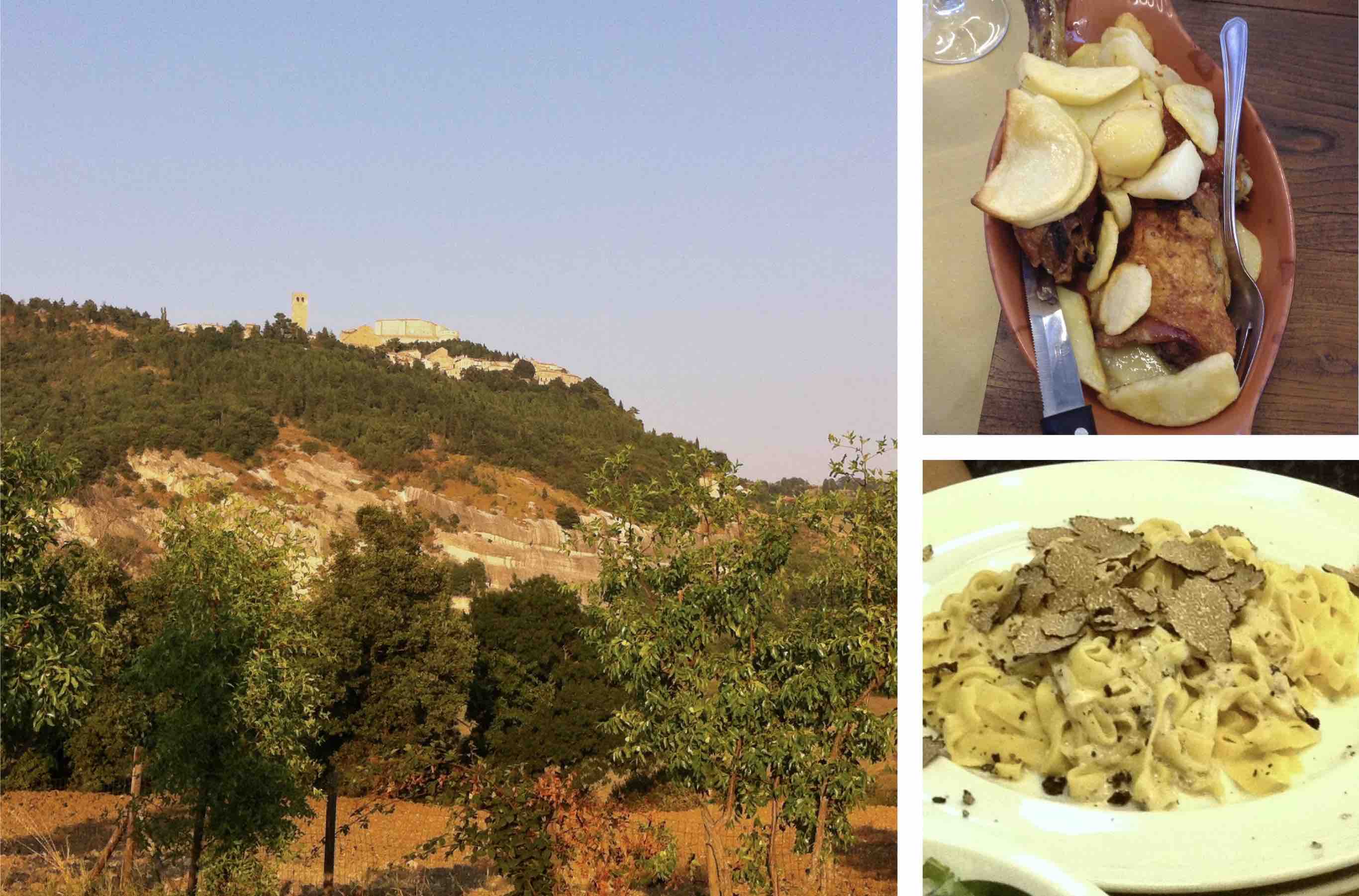 fortress on a hill and food