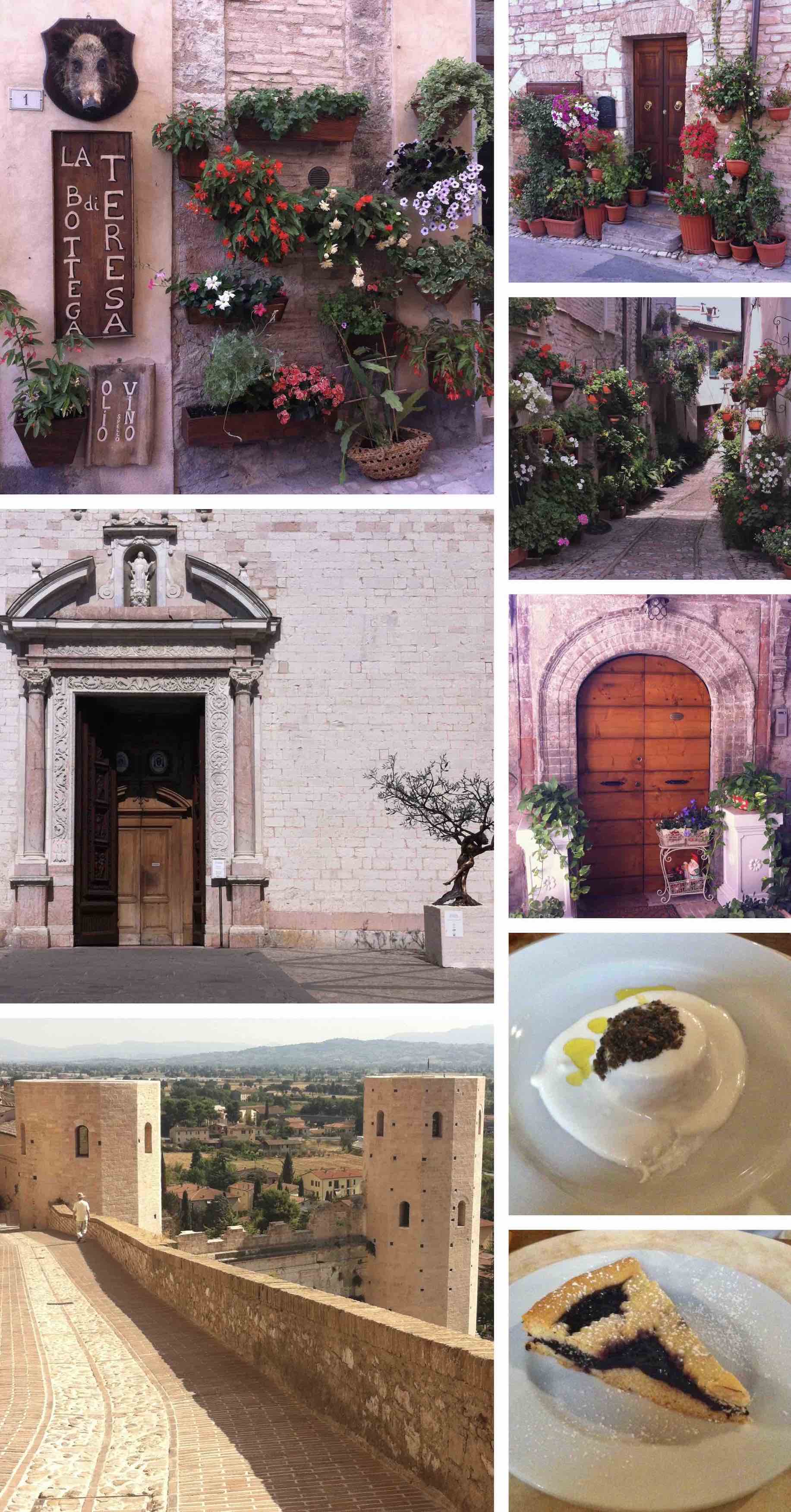 flowers, doorways, towers and food